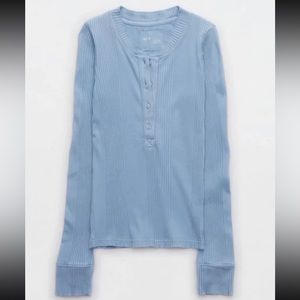 Aerie Blue Roadtrip Henley T-Shirt